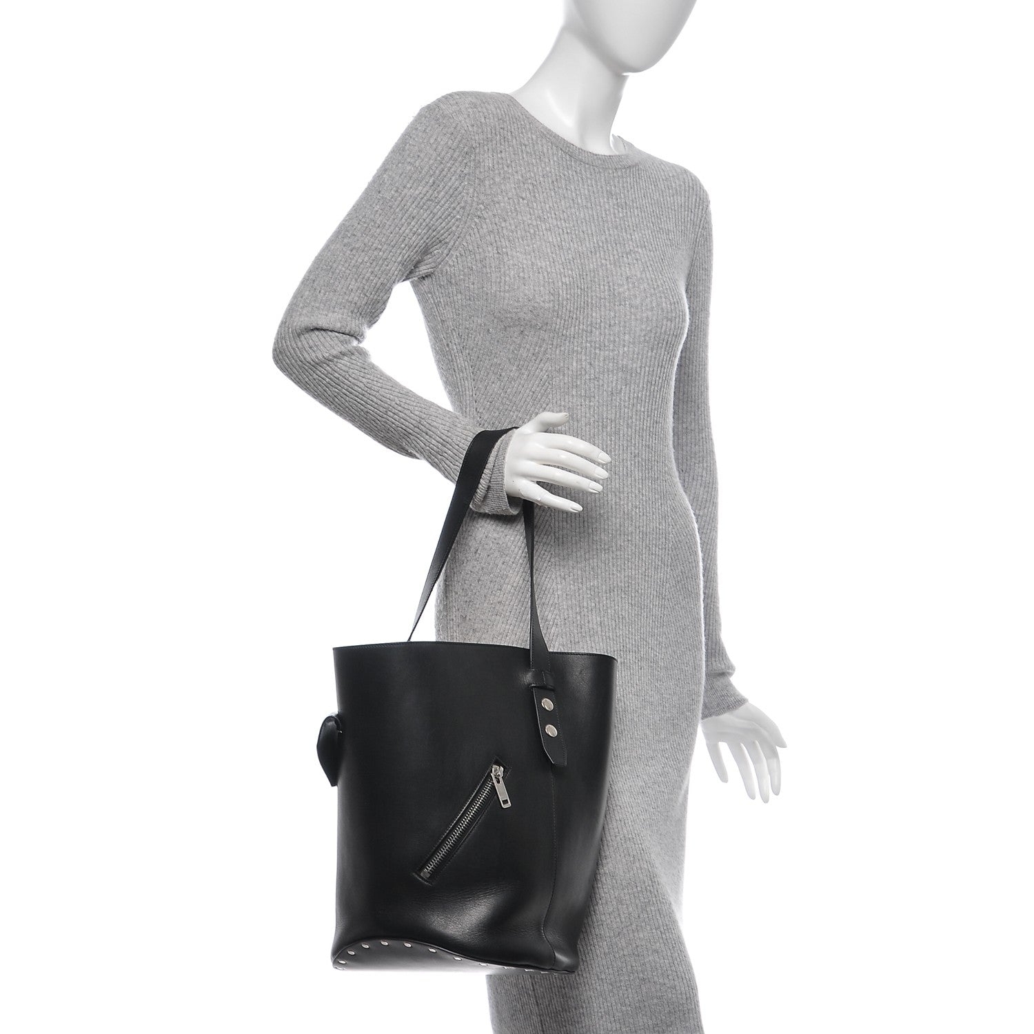 Celine Natural Calfskin Biker Bucket Shoulder Bag Black Sunflower 2 of 8