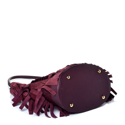 Burberry Prorsum Suede Fringe Bucket Bag Elderberry 4 of 10