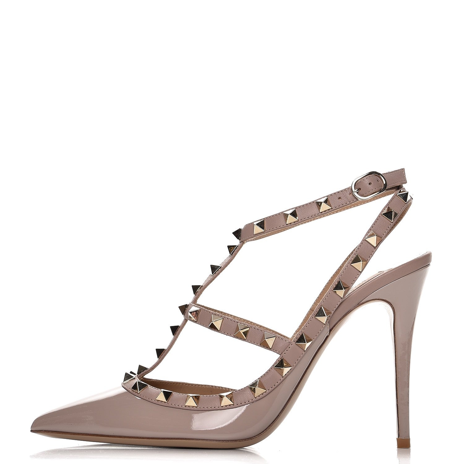 Valentino Garavani Patent Rockstud Ankle Strap Pumps 40 Poudre 1 of 8