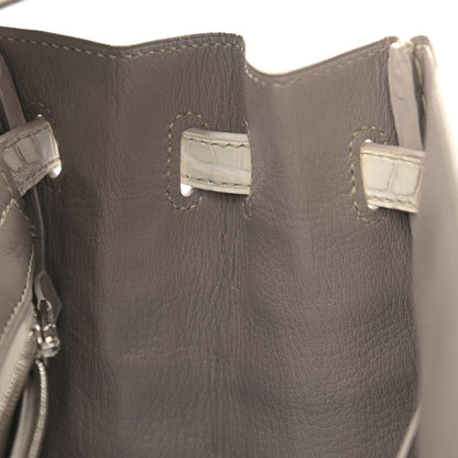 Hermes Matte Niloticus Crocodile Himalaya Birkin 25 Blanc 13 of 31