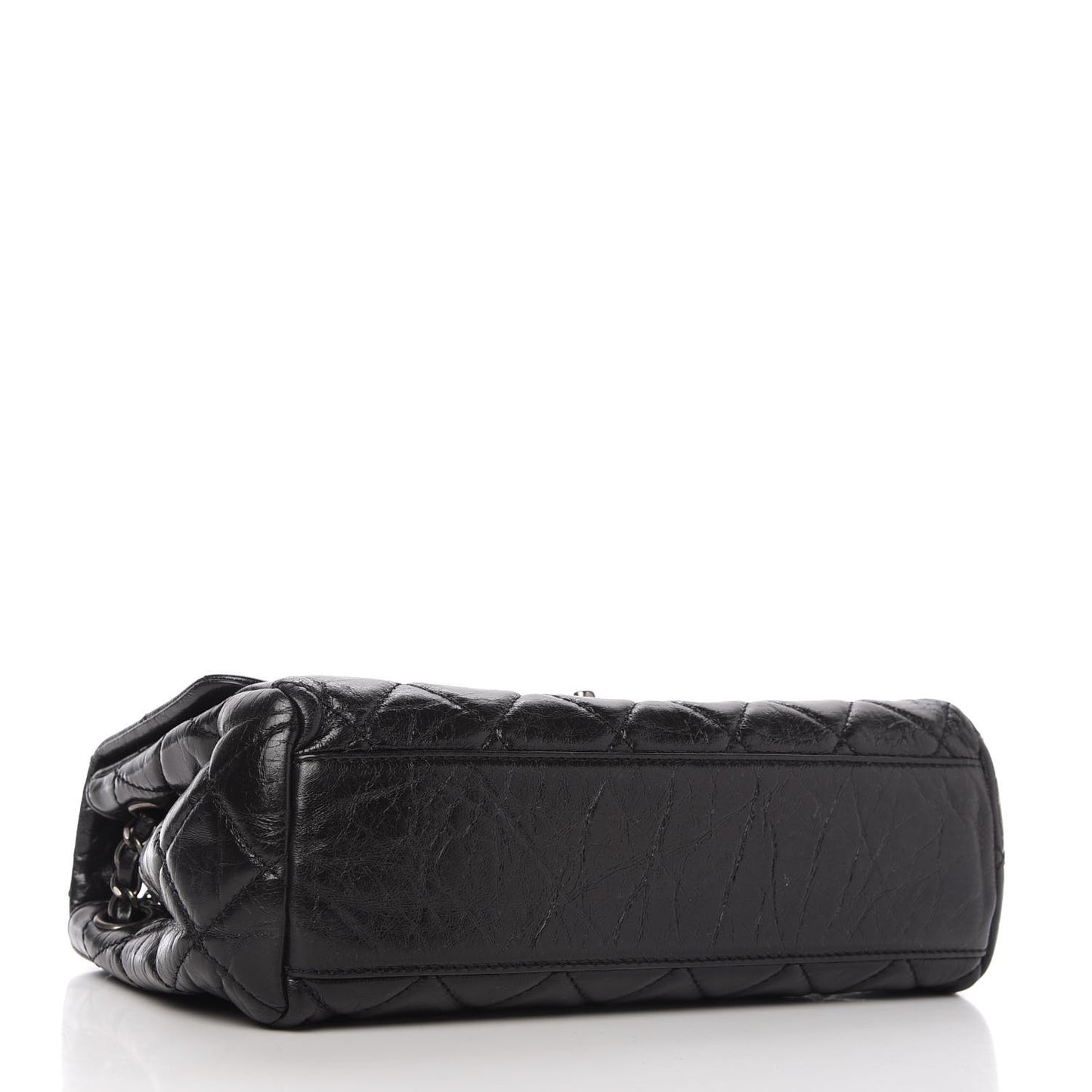 Glazed Calfskin Quilted Coco Soft Flap Black