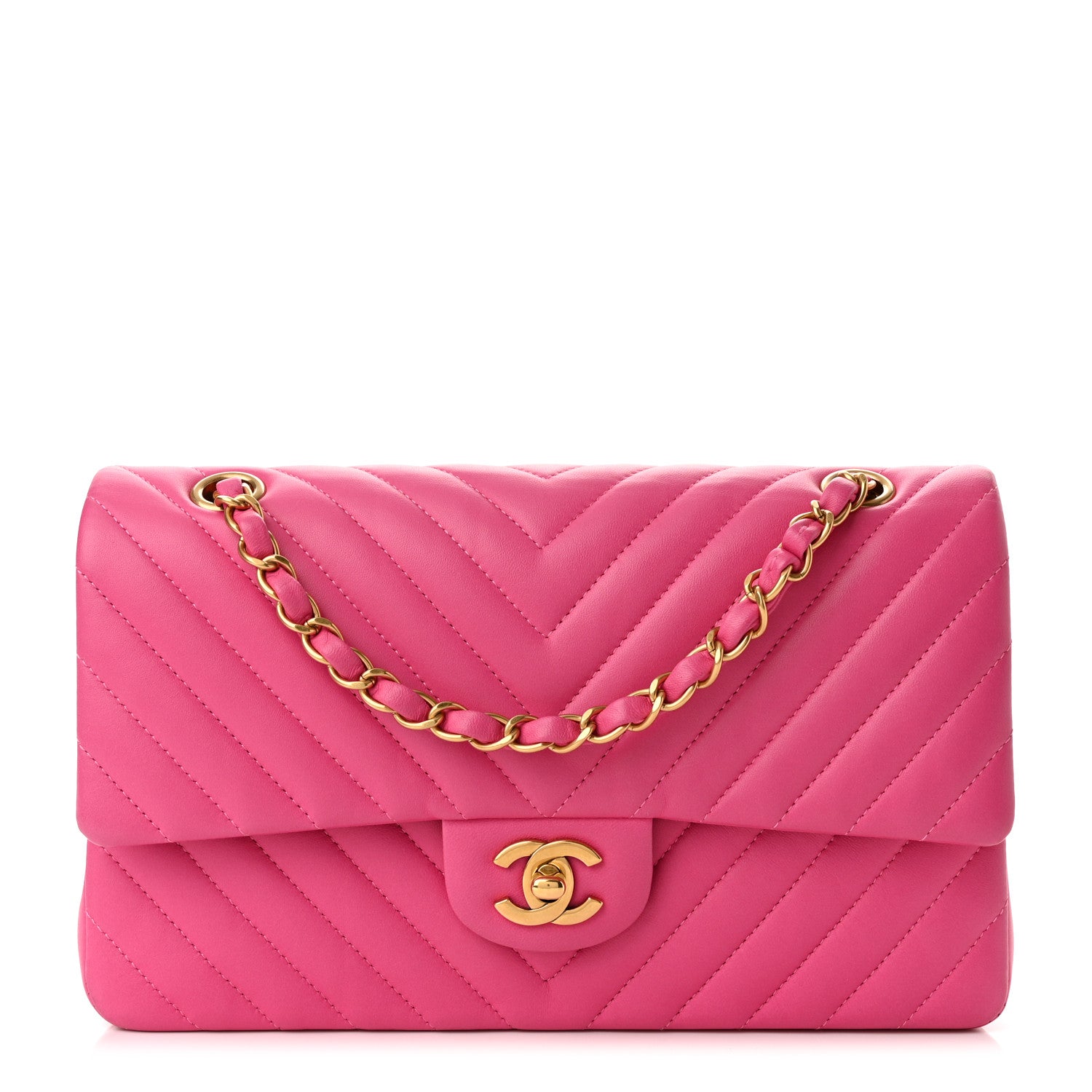 Chanel Lambskin Chevron Quilted Medium Double Flap Pink 1 of 11