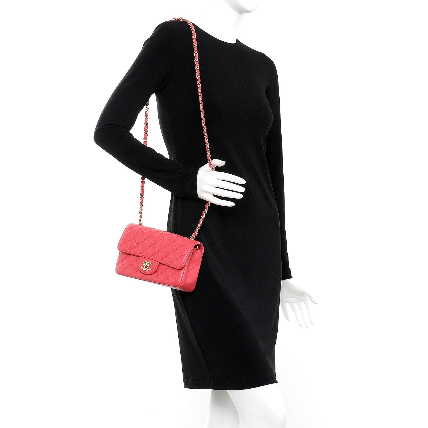Chanel Caviar Quilted Mini Rectangular Flap Dark Pink 2 of 8