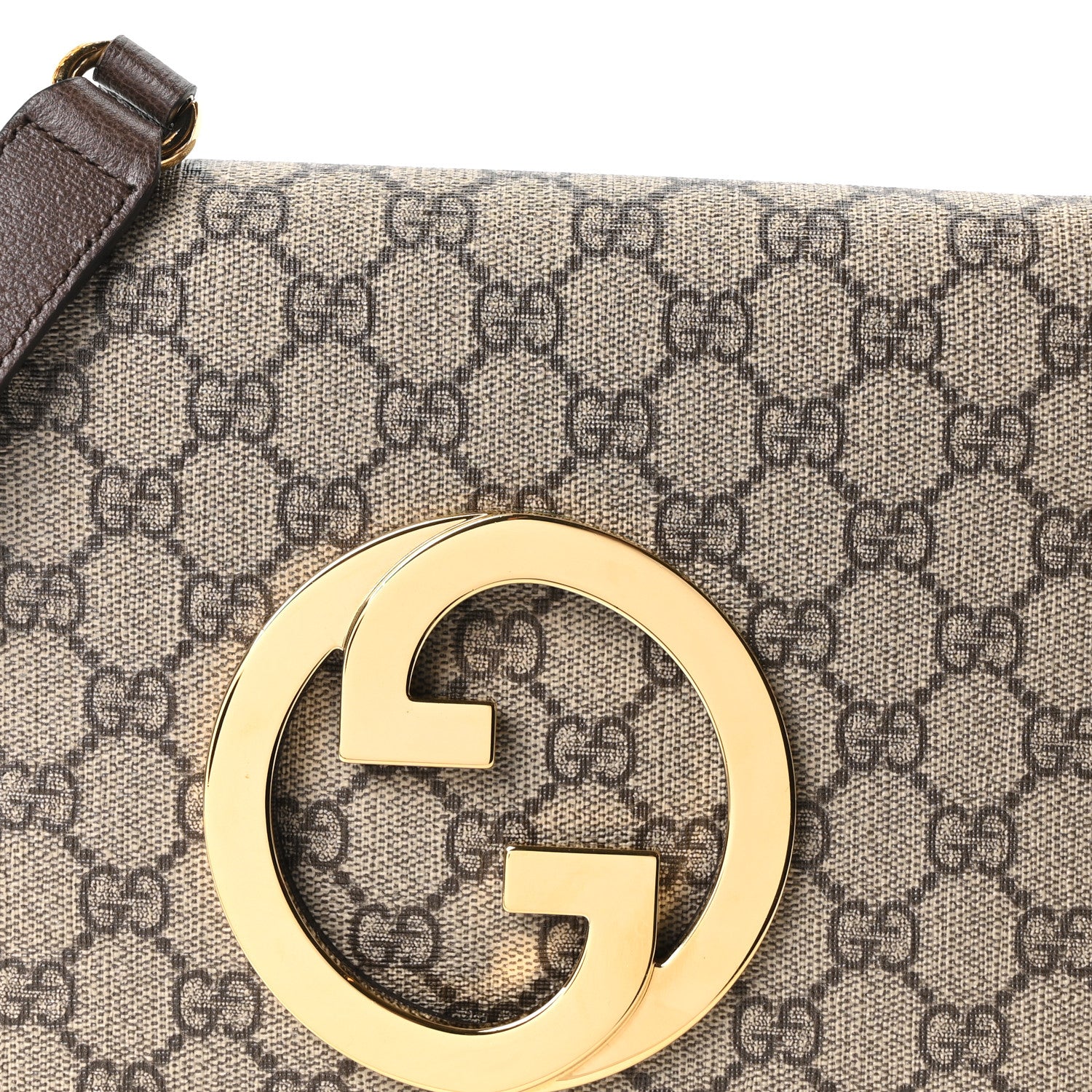 Gucci GG Supreme Monogram Textured Dollar Calfskin Blondie Chain Shoulder Flap Bag Beige Ebony New Acero 8 of 10