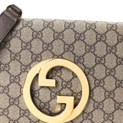 Gucci GG Supreme Monogram Textured Dollar Calfskin Blondie Chain Shoulder Flap Bag Beige Ebony New Acero 8 of 10
