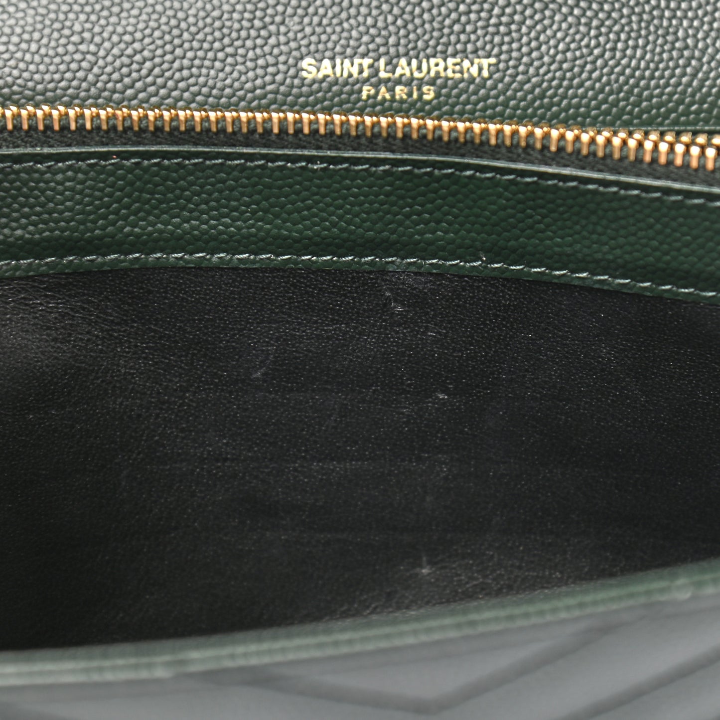 Grain De Poudre Matelasse Chevron Monogram Chain Wallet Dark Green