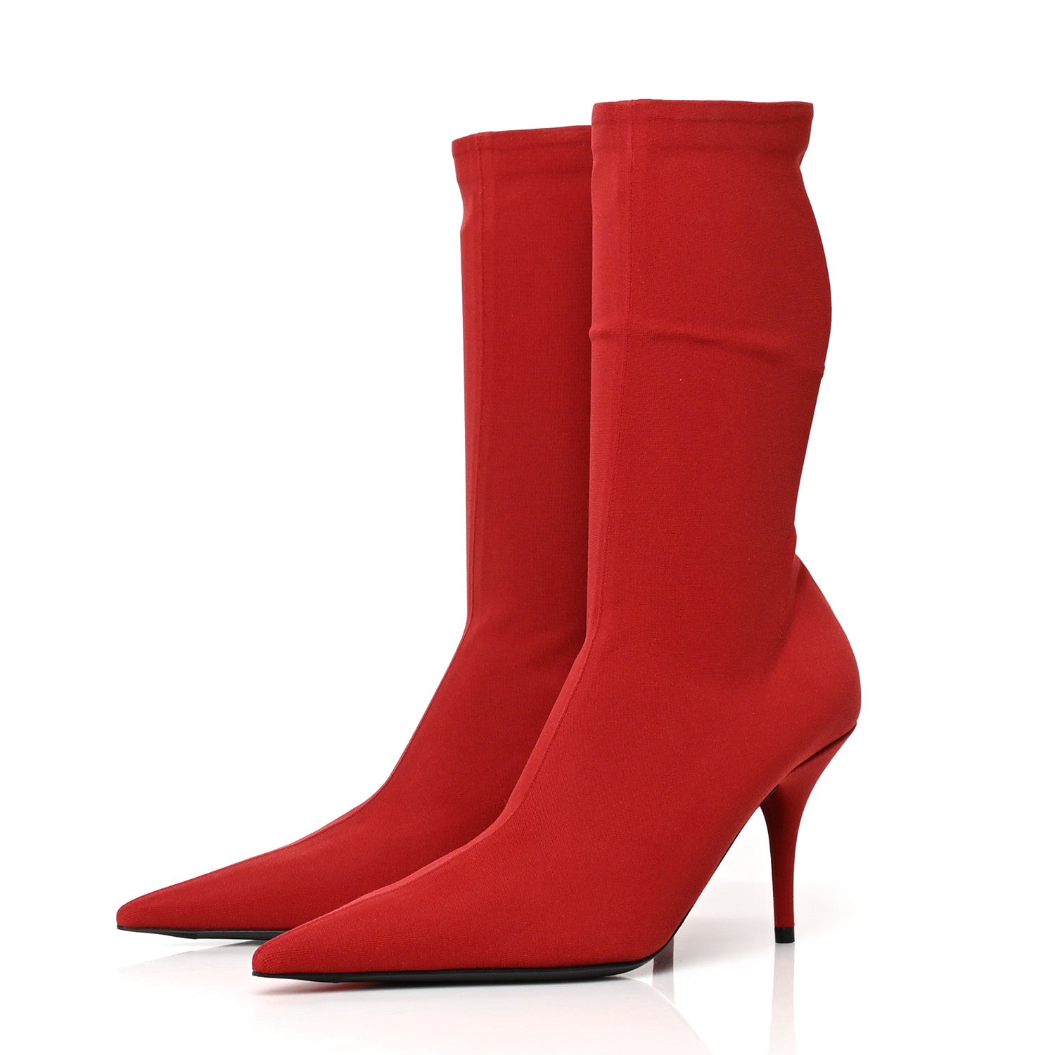Balenciaga Jersey Crepe Extreme Pointed Toe Knife Booties 37 Rouge 3 of 6