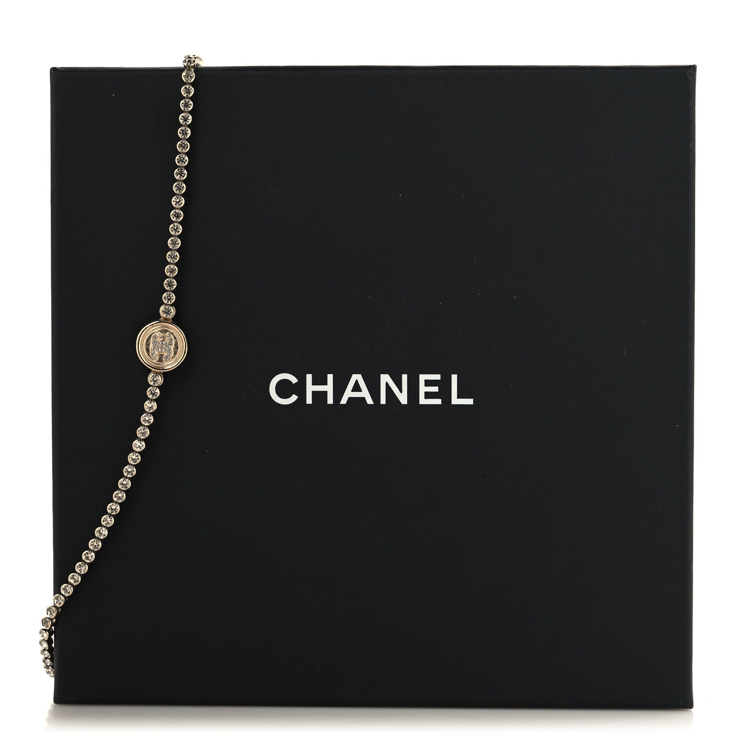 Chanel Crystal CC Chain Short Necklace Gold 5 of 5