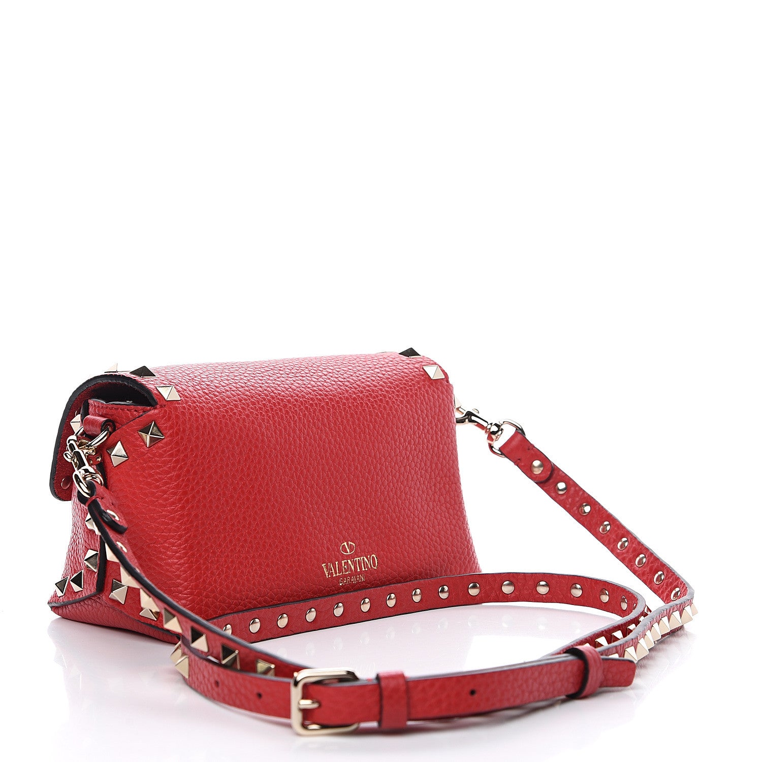 Valentino Garavani Pebbled Calfskin Mini Rockstud Crossbody Bag Rouge Pur 2 of 8