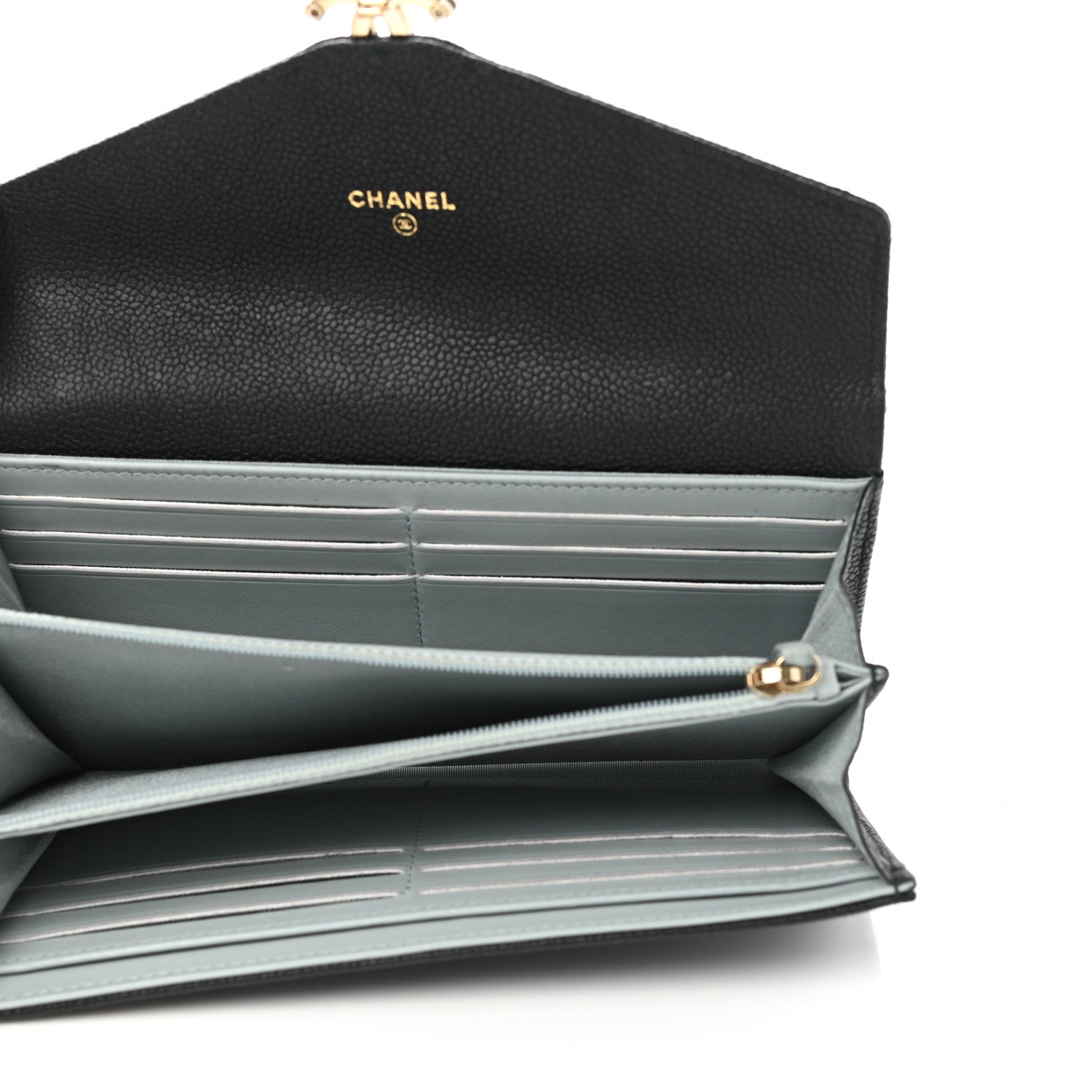 Chanel Caviar Quilted CC Box Gusset Flap Wallet Black 5 of 9