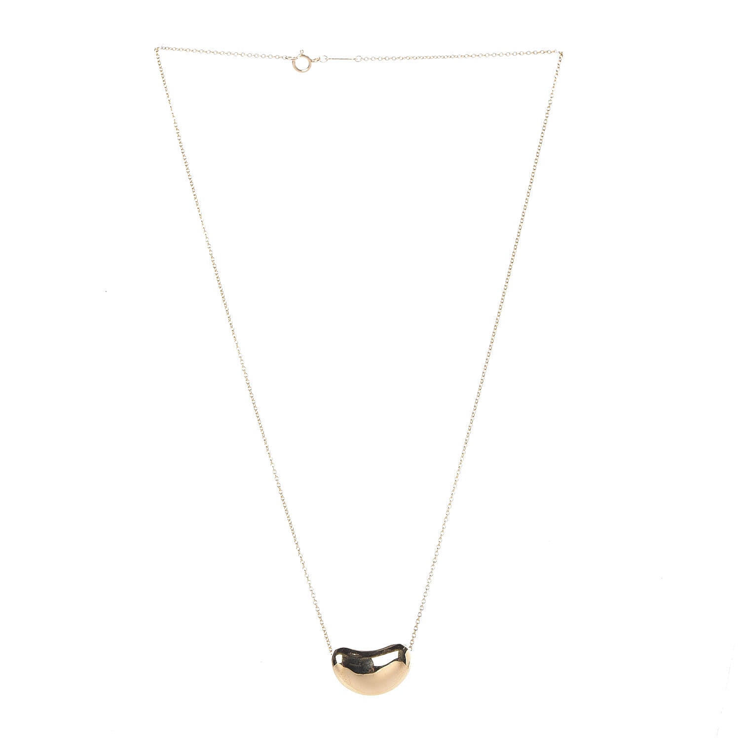 Tiffany 18K Yellow Gold 18mm Elsa Peretti Bean Pendant Necklace 3 of 6