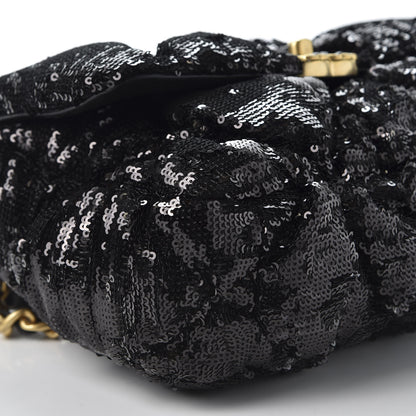 Chanel Sequin Quilted Medium 19 Flap Black 6 of 10