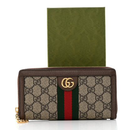Gucci GG Supreme Monogram Web Ophidia Zip Around Wallet Brown 7 of 7