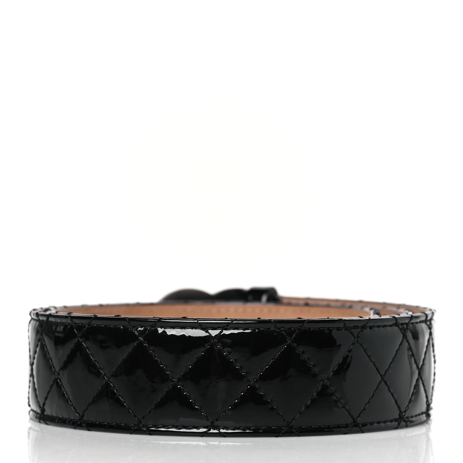 Chanel Patent Quilted CC Logo Wide Belt 90 36 Black 3 of 9