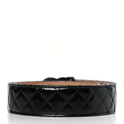 Chanel Patent Quilted CC Logo Wide Belt 90 36 Black 3 of 9