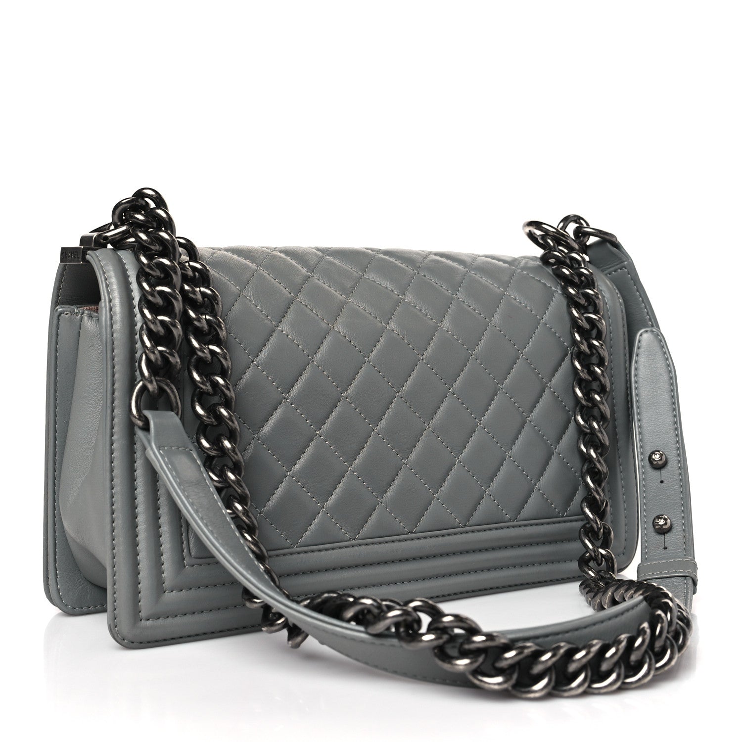 Chanel Lambskin Quilted Medium Boy Flap Grey 3 of 9