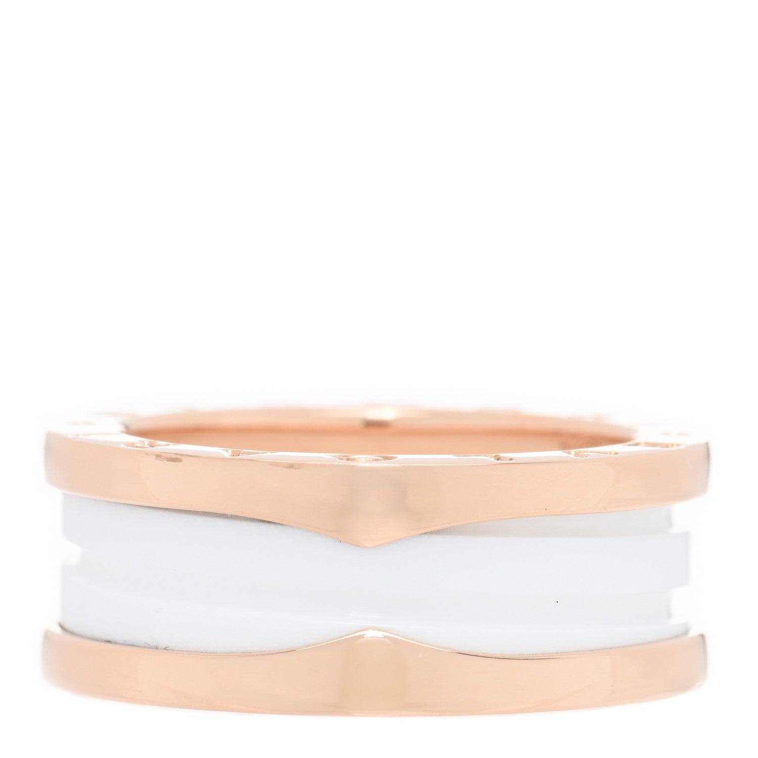 Bulgari 18K Rose Gold White Ceramic B.Zero1 Two-Band Ring 55 7.25 2 of 4