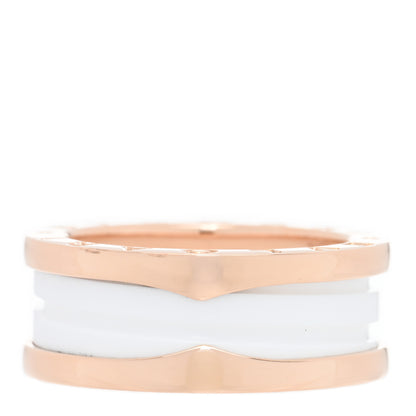 Bulgari 18K Rose Gold White Ceramic B.Zero1 Two-Band Ring 55 7.25 2 of 4