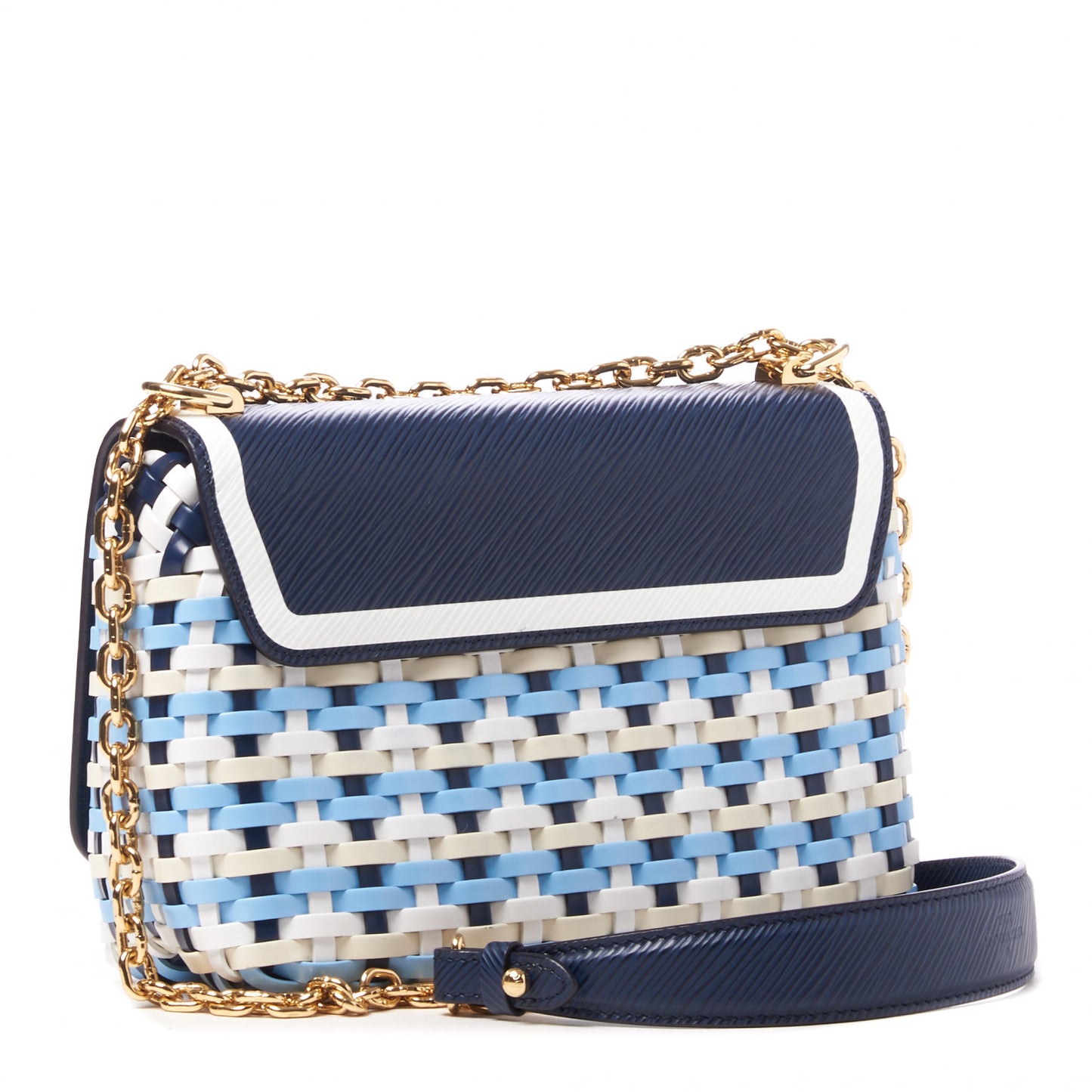 Epi Guinguette Twist Shoulder Bag MM Indigo Blue