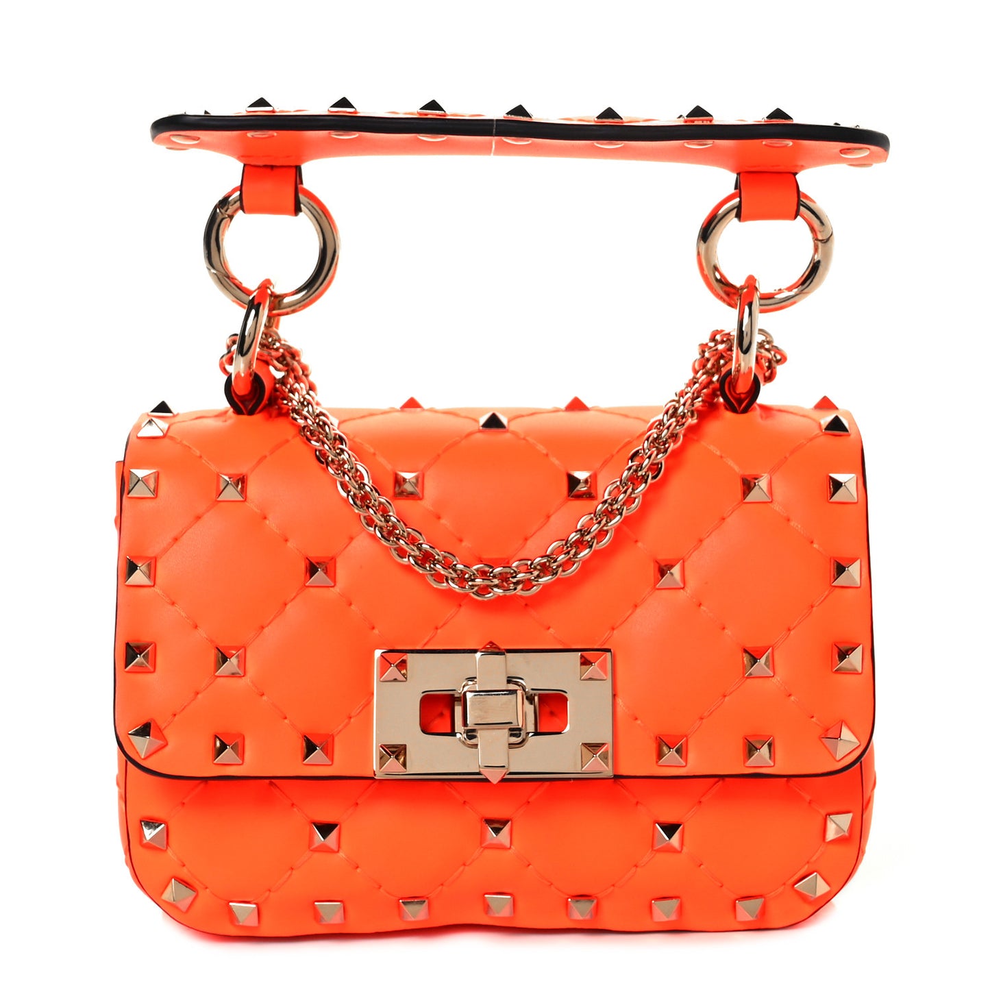 Calfskin Micro Rockstud Spike Shoulder Bag Orange