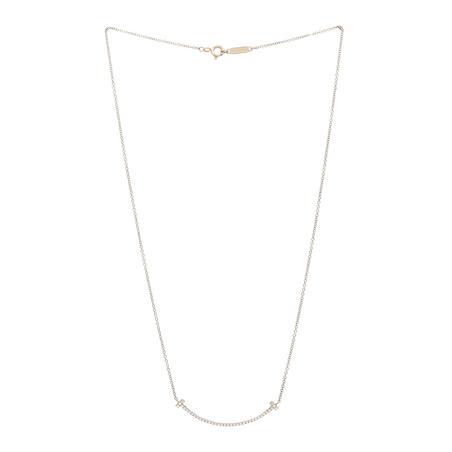 Tiffany 18K Yellow Gold Diamond Small T Smile Pendant Necklace 3 of 7