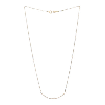Tiffany 18K Yellow Gold Diamond Small T Smile Pendant Necklace 3 of 7