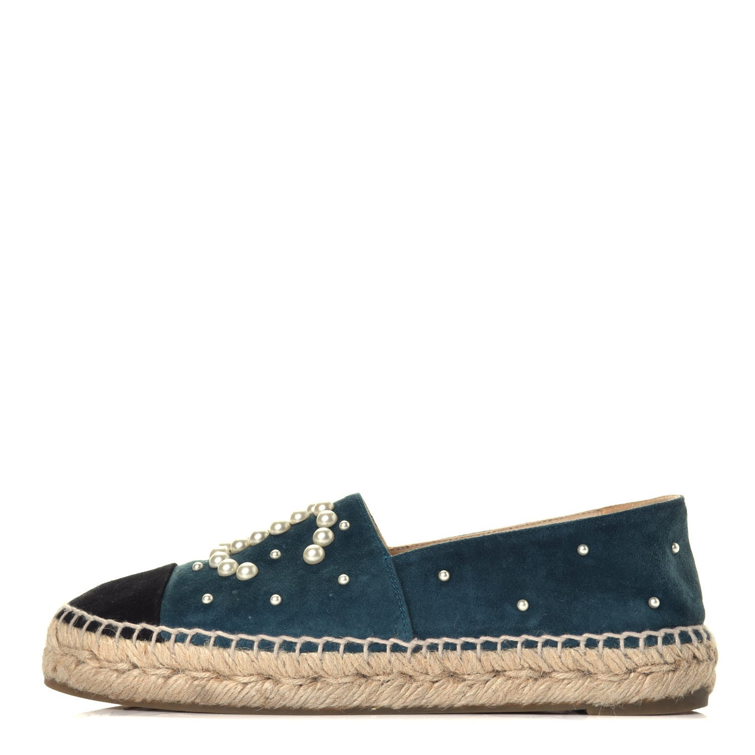 Chanel Suede Pearl CC Espadrilles 36 Teal 1 of 8
