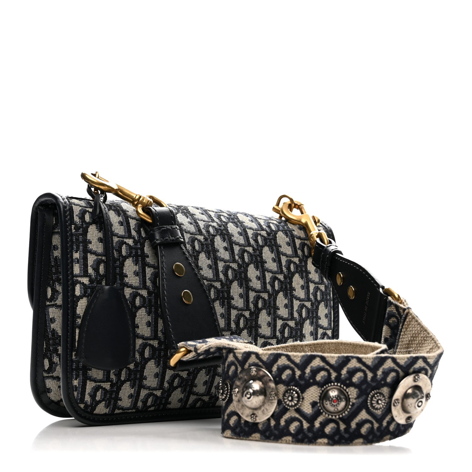 Christian Dior Oblique Small DiorAddict Flap Bag Navy Blue 3 of 12