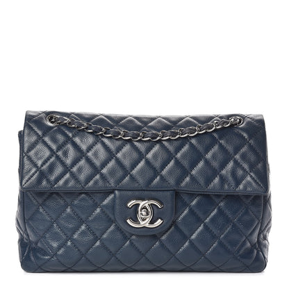 Chanel Washed Caviar Quilted Maxi Single Flap Blue 1 of 19
