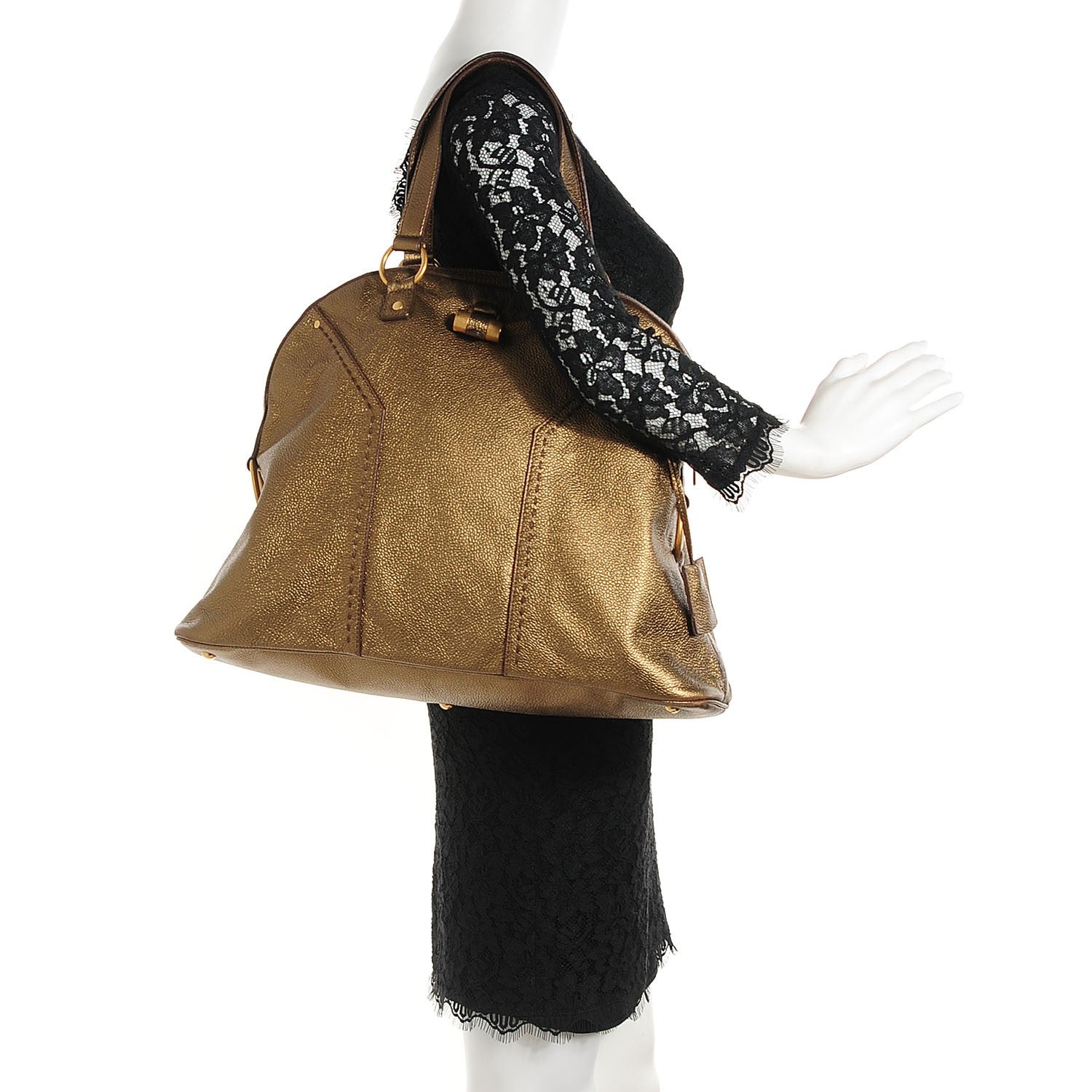 Saint Laurent Pebbled Calfskin Oversized Muse Bronze 2 of 8