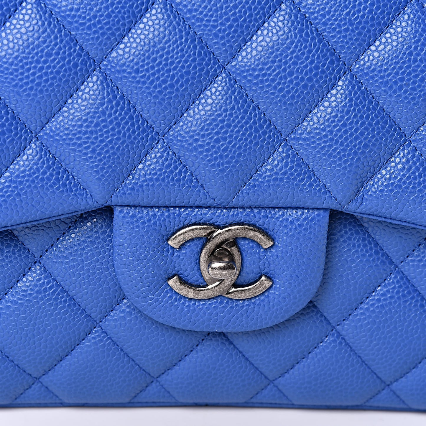 Caviar Quilted Jumbo Double Flap Blue