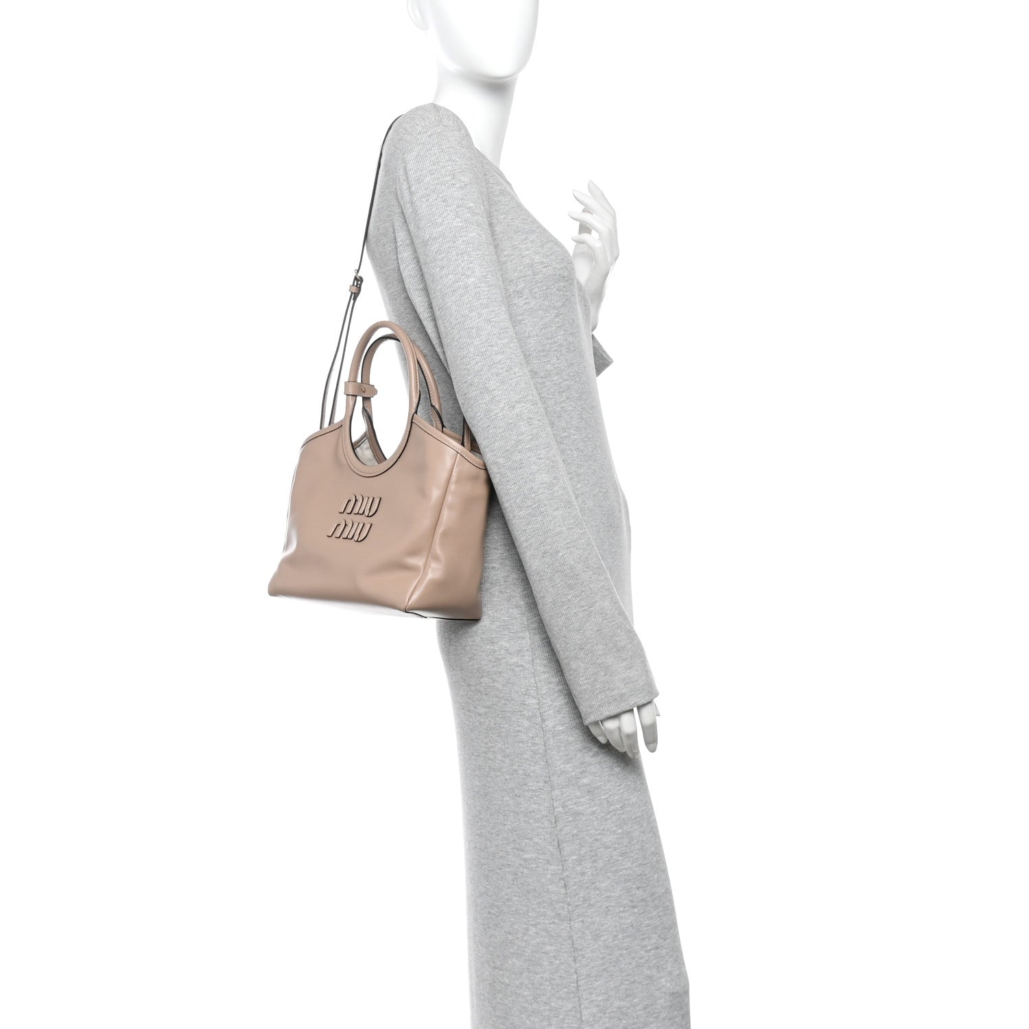 Miu Miu Soft Calf Softy Small Ivy Tote Bag Beige 2 of 9