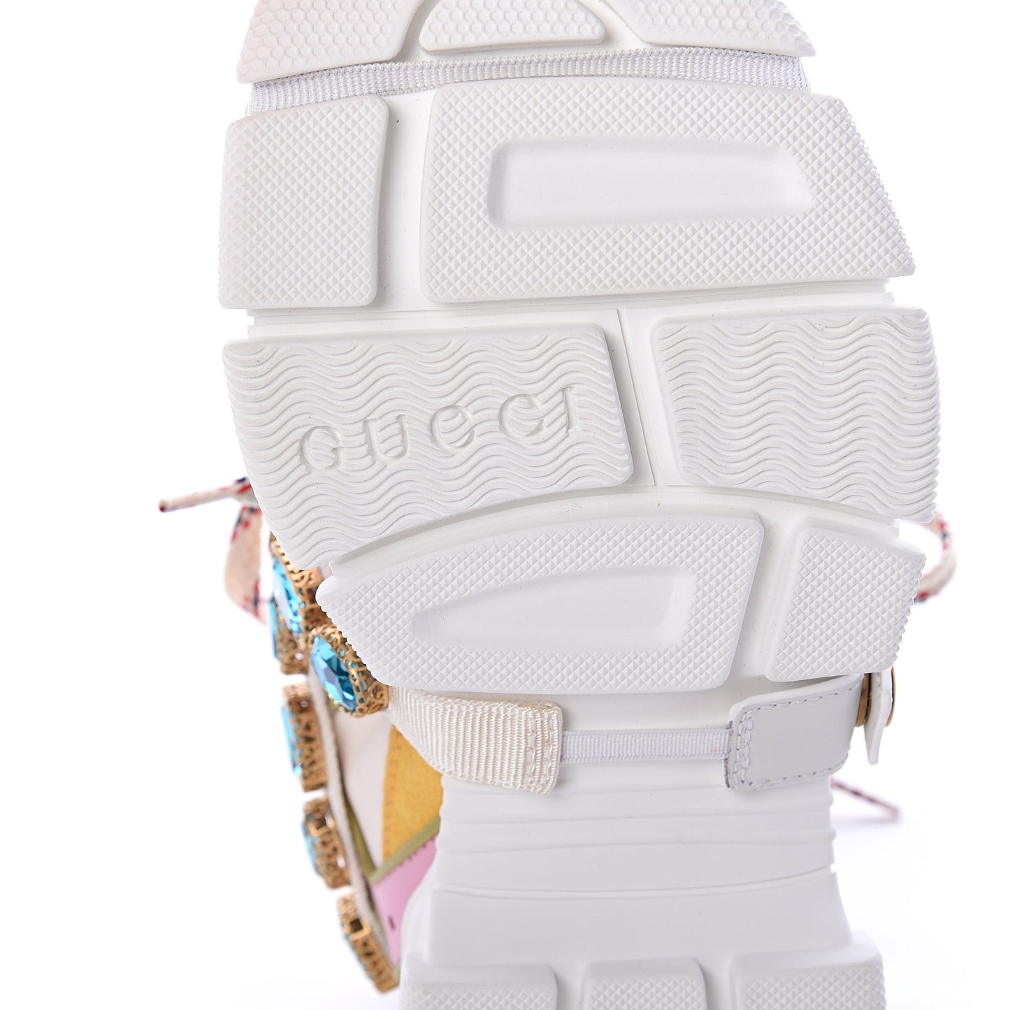 X SEGA Nylon Calfskin Suede Removable Crystals Flashtrek Sneakers 36.5 Great White Crop Soft Pink