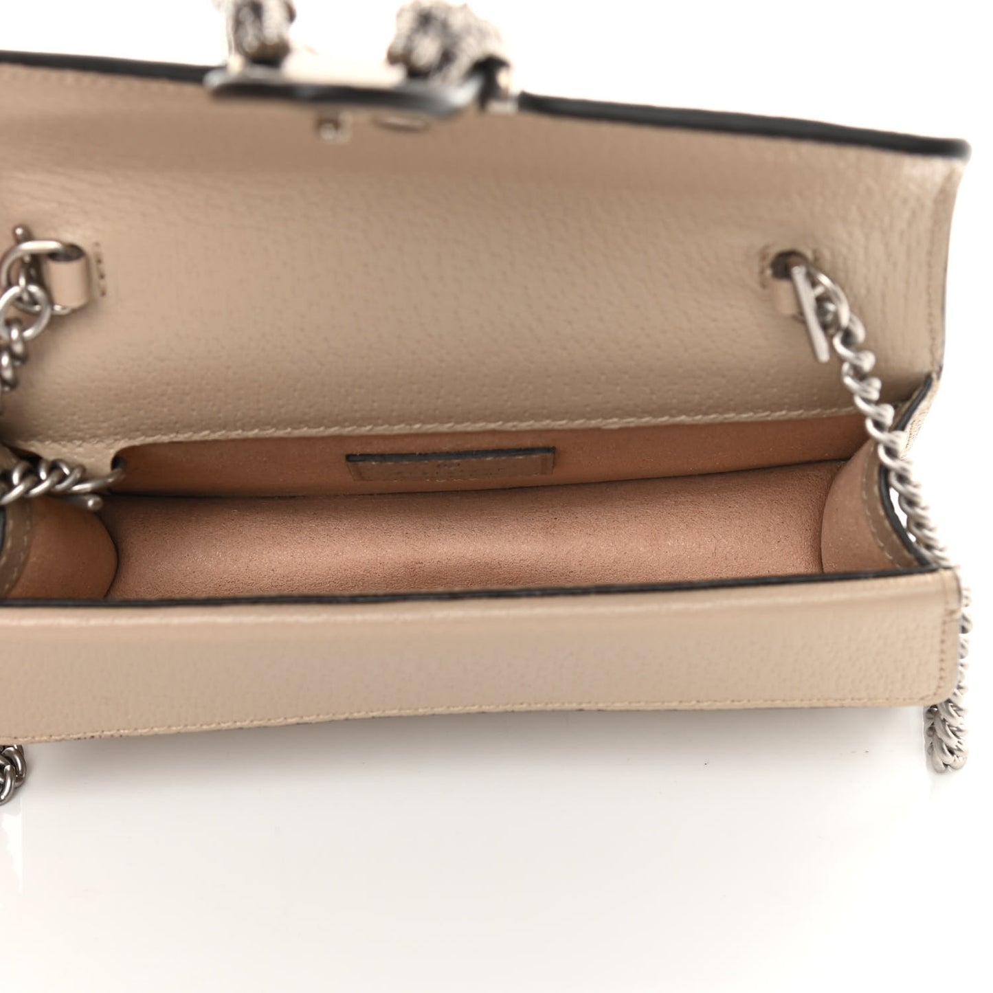 GG Supreme Monogram Textured Dollar Calfskin Super Mini Dionysus Shoulder Bag Beige Mystic White Oatmeal