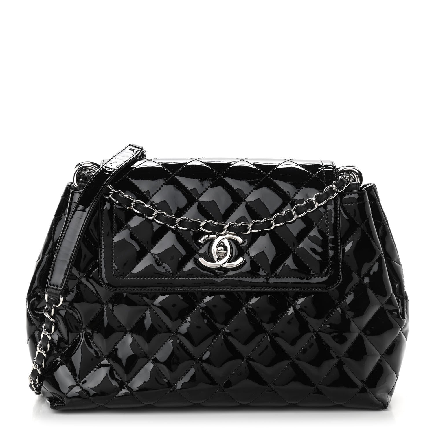 Chanel Patent Quilted Large Coco Shine Accordion Flap Black 1 of 10