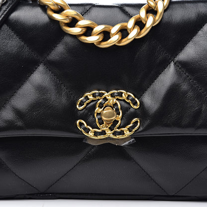 Chanel Goatskin Quilted Medium 19 Flap Black 10 of 11
