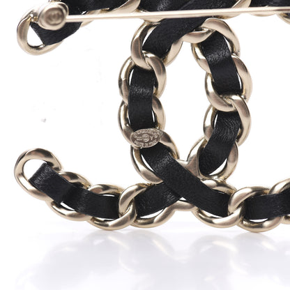 Chanel Lambskin Chain CC Brooch Black Gold 4 of 5