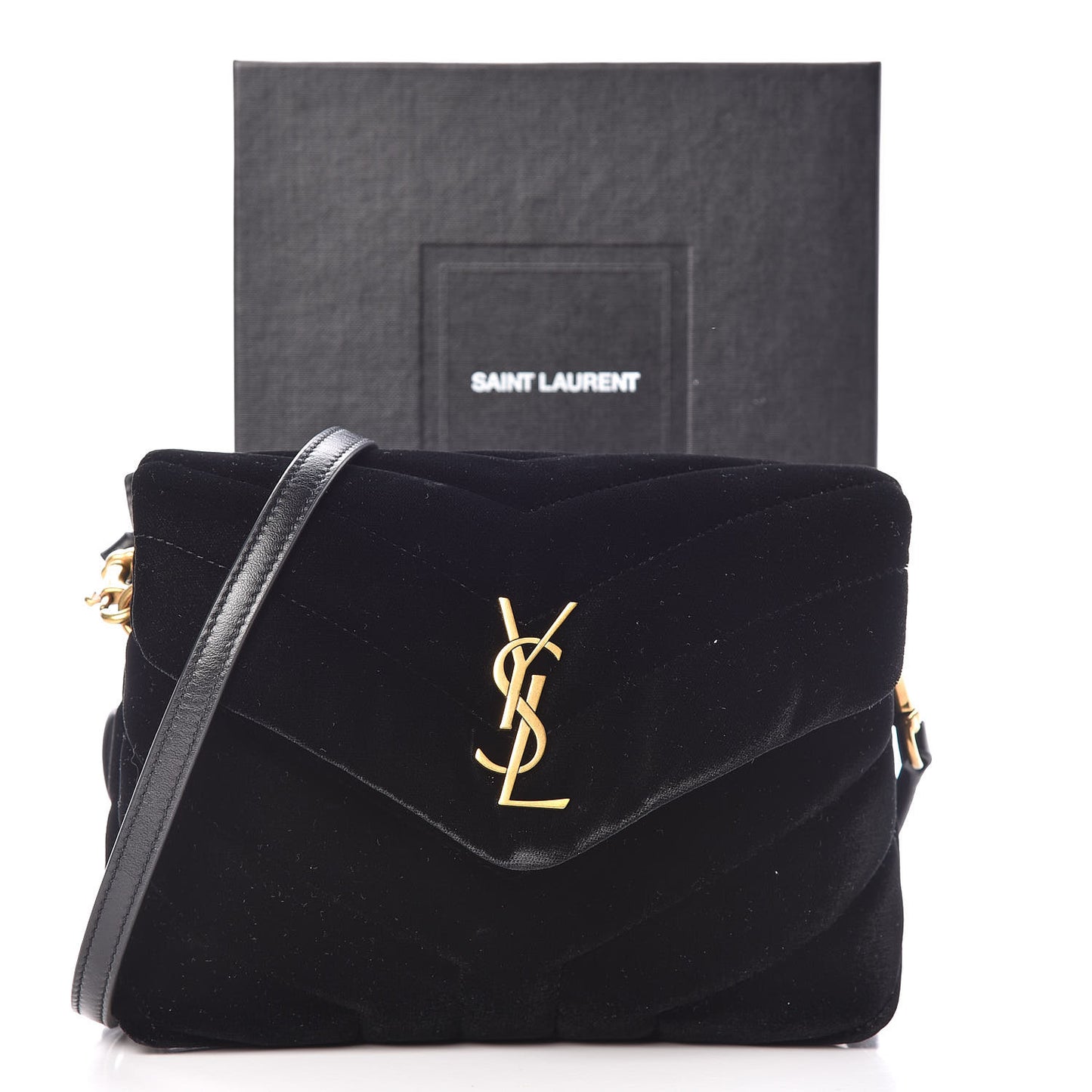 Velvet Y Quilted Monogram Toy Loulou Chain Satchel French Black