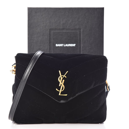 Saint Laurent Velvet Y Quilted Monogram Toy Loulou Chain Satchel French Black 10 of 10
