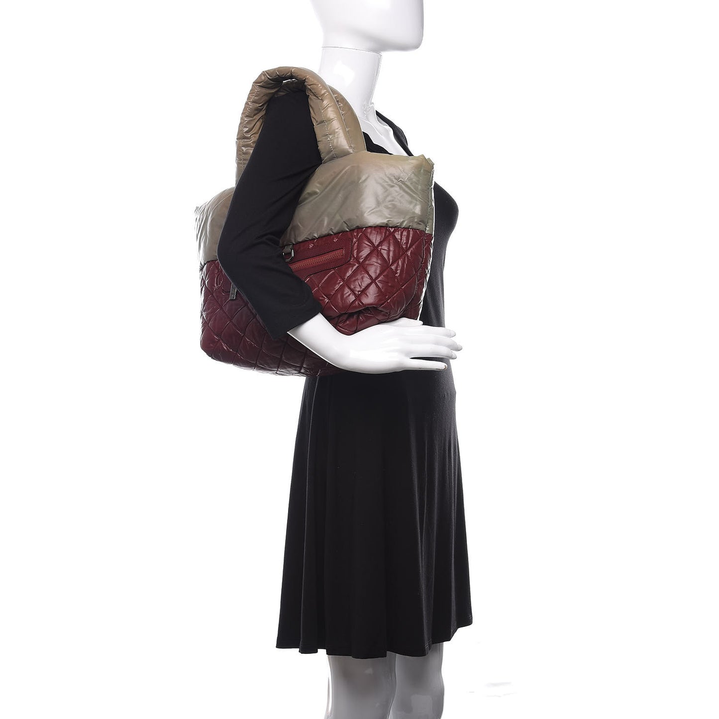 Nylon Quilted Small Coco Cocoon Reversible Tote Gray