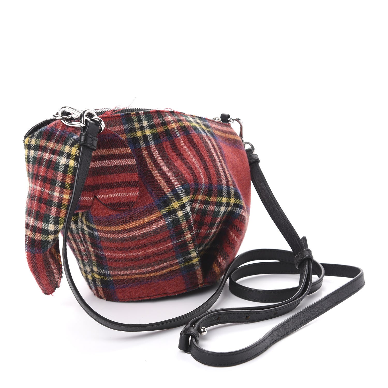 Loewe Wool Calfskin Mini Elephant Crossbody Bag Red Tartan 3 of 11