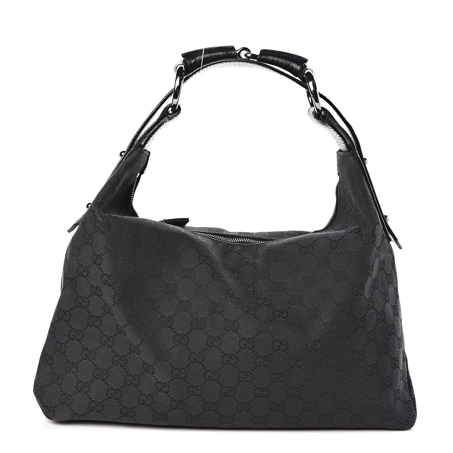 Monogram Medium Horsebit Chain Hobo Black