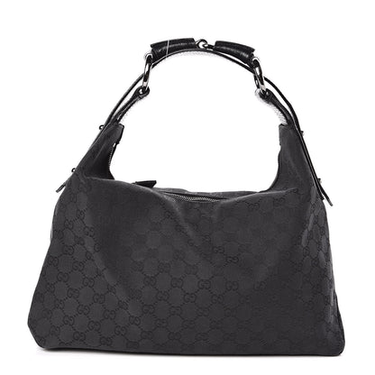 Gucci Monogram Medium Horsebit Chain Hobo Black 1 of 11