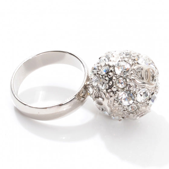 Chanel Crystal CC Ring Silver 6.25 4 of 6