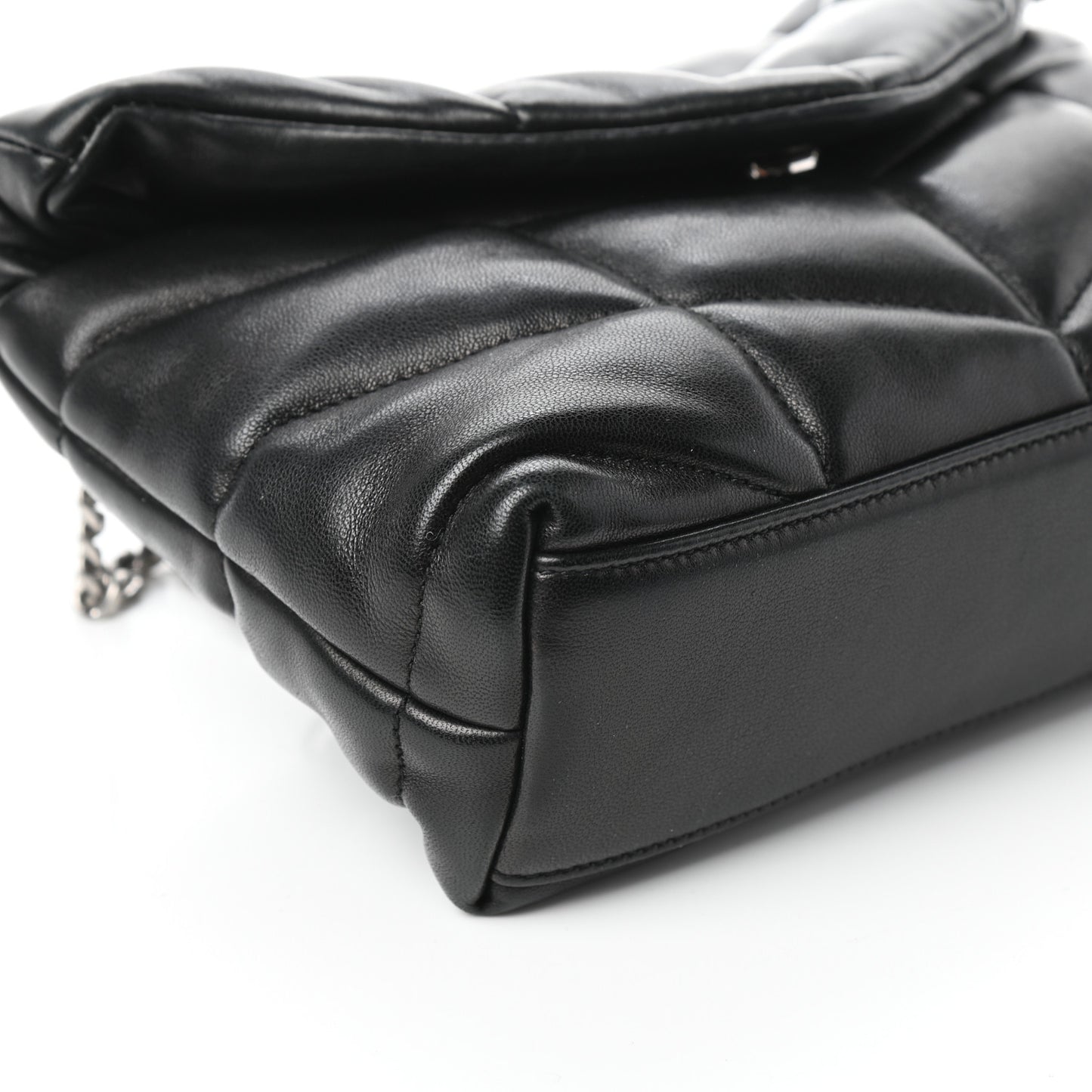 Lambskin Quilted Toy Loulou Puffer Monogram Chain Satchel Black