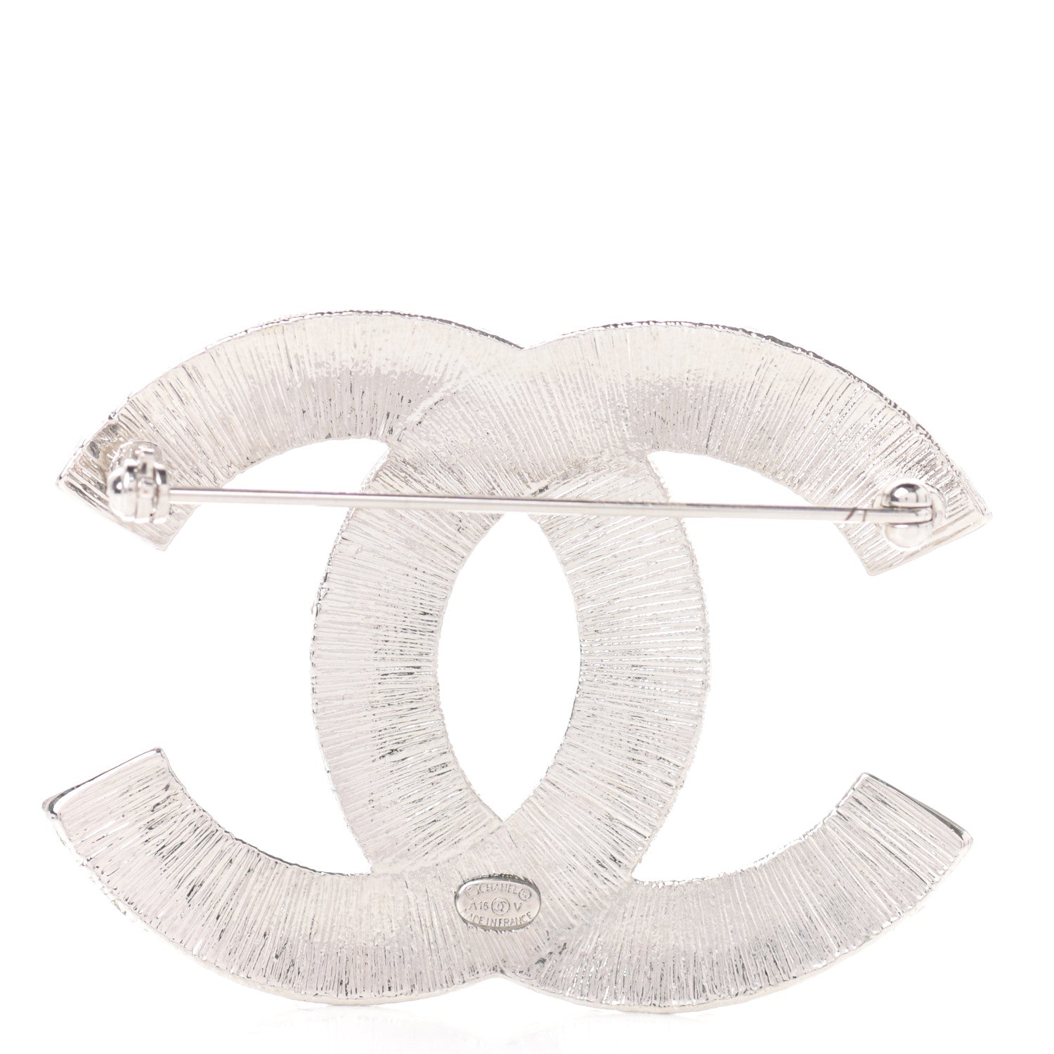 Chanel Baguette Crystal CC Brooch Silver 3 of 4