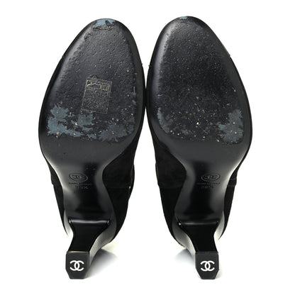 Chanel Suede Patent Cap Toe CC Short Boots 39.5 Black 4 of 4