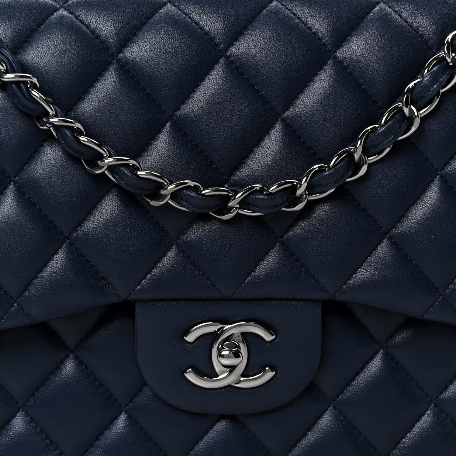Chanel Lambskin Quilted Jumbo Double Flap Navy 1887458 – FASHIONPHILE