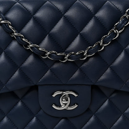Chanel Lambskin Quilted Jumbo Double Flap Navy 8 of 10