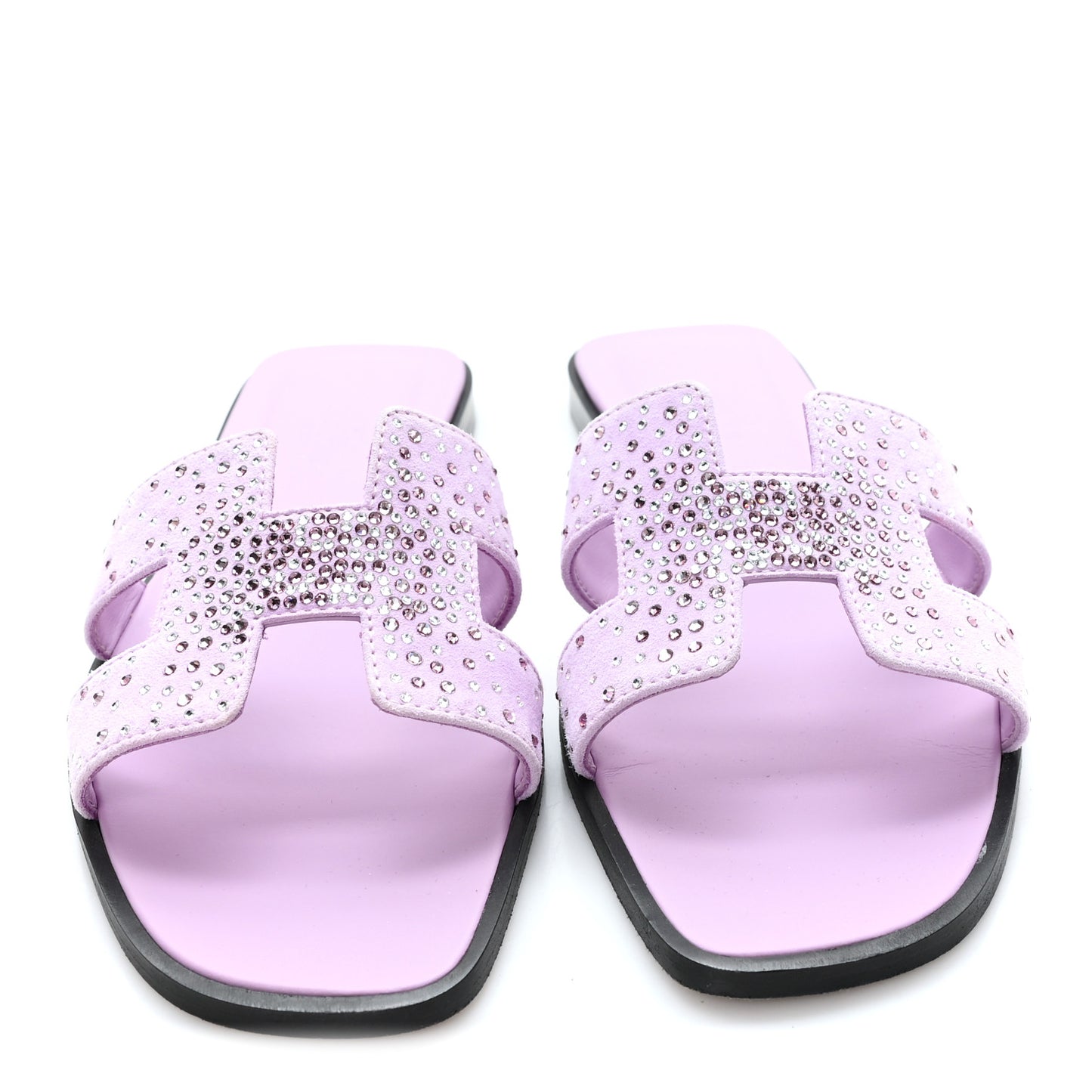 Suede Goatskin Crystal Oran Sandals 37.5 Violet Amethyste